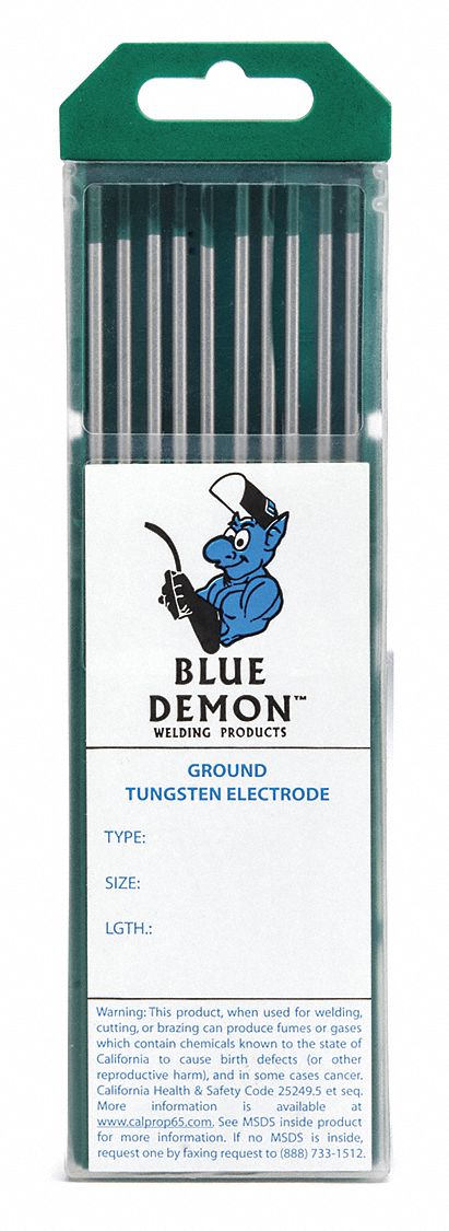 BLUE DEMON TEP33210T - Pure Tungsten Electrode 3/32 x7 PK10