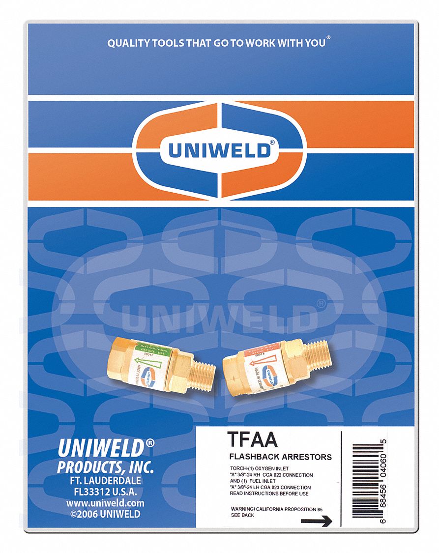 UNIWELD TFAA - Flashback Arrestor Torch Oxy/Fuel